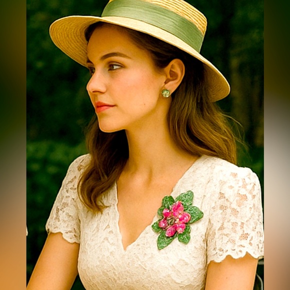 Pink gemstone Star fish brooch vintage - Picture 2 of 7